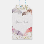 Boho Chic Feather Heart Glam Custom Party Favor Cadeaulabel (Achterkant)