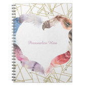 Boho Chic Feather Heart Glam Modern Notitieboek (Voorkant)