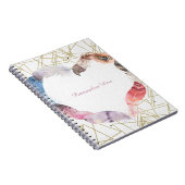 Boho Chic Feather Heart Glam Moderne Notitieboek (Rechterzijde)