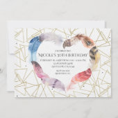Boho Chic Feather Heart Verjaardagsfeestuitnodigin Kaart (Achterkant)