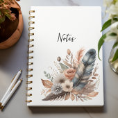 Boho Chic Feathers and Flowers Notitieboek voor ha