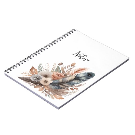 Boho Chic Feathers and Flowers Notitieboek voor ha (Linkerzijde)