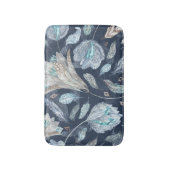 Boho Chic Feathers Flowers: Waterverf Donkerblauw Badmat (Voorkant Verticaal)