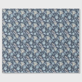 Boho Chic Feathers Flowers: Waterverf Donkerblauw  Cadeaupapier (Vlak)