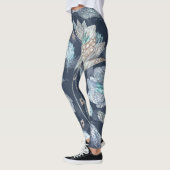 Boho Chic Feathers Flowers: Waterverf Donkerblauw  Leggings (Links)