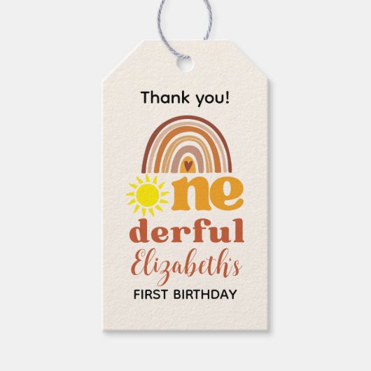 Boho Chic First Birthday Bash for One-derful Cadeaulabel (Voorkant)