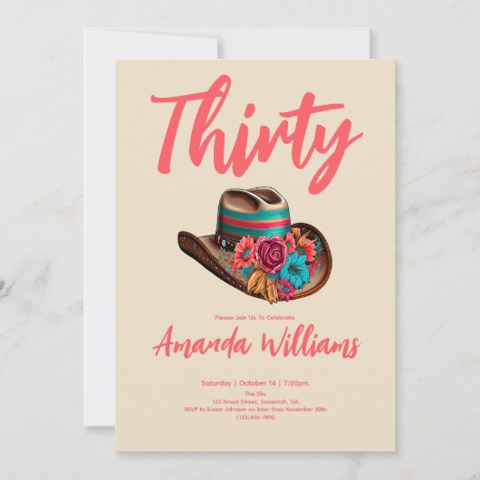 Boho Chic Floral 30th Birthday Kaart (Voorkant)