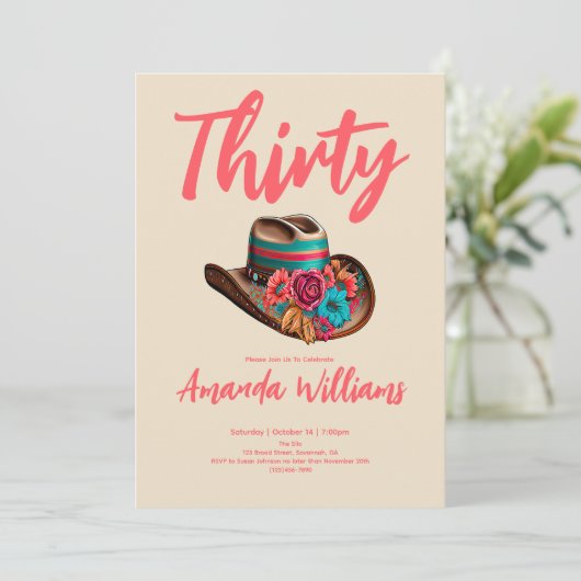 Boho Chic Floral 30th Birthday Kaart (Staand voorkant)