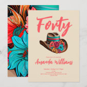 Boho Chic Floral 40th Birthday Kaart (Voorkant / Achterkant)