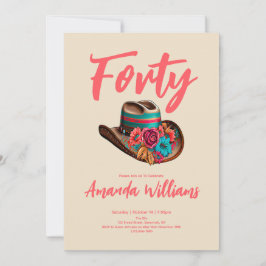Boho Chic Floral 40th Birthday Kaart