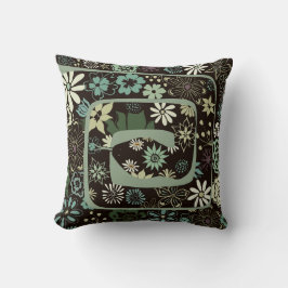 Boho Chic Floral Abstracte Snake | Sage Green Kussen