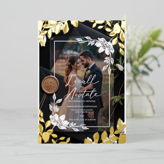 "Boho Chic Floral Acryl bruiloft uitnodiging met (Staand Voorkant)