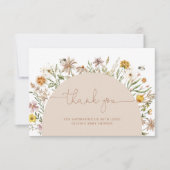 Boho Chic Floral Baby shower bedankje Kaart (Voorkant)