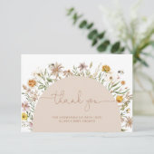 Boho Chic Floral Baby shower bedankje Kaart (Staand voorkant)