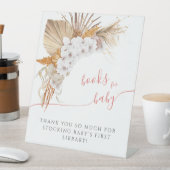 Boho Chic Floral Baby shower Boeken voor Baby Reclamebord Met Voetstuk (Insitu)