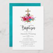 Boho Chic Floral Baptism Kaart (Voorkant / Achterkant)
