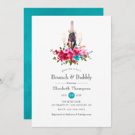 Boho Chic Floral Brunch en Bubble Vrijgezellenfees Kaart