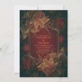 Boho Chic Floral Burgundy en Gold thema. Kaart (Voorkant)