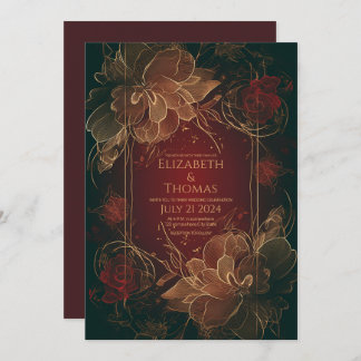 Boho Chic Floral Burgundy en Gold thema. Kaart