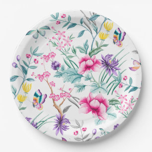 Boho Chic Floral & Butterflies Paper Borden 9" Papieren Bordje