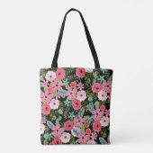 Boho chic floral canvas tas Black roze (Achterkant)