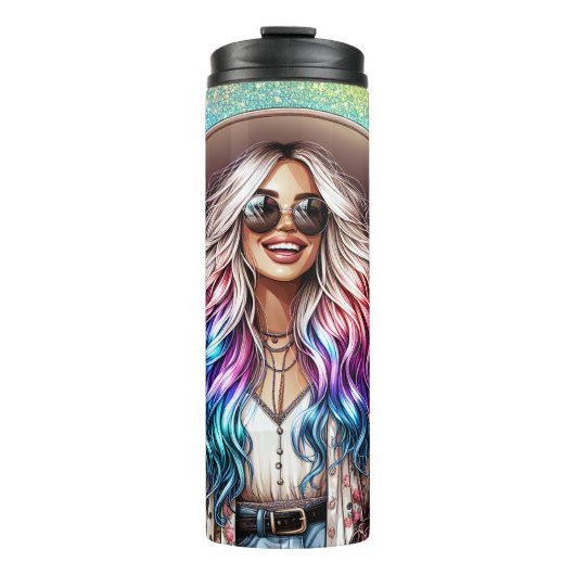 Boho Chic Floral Coffee Delight Thermosbeker (Voorkant)