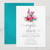 Boho Chic Floral Couples Shower Wine Tasting Kaart (Voorkant / Achterkant)