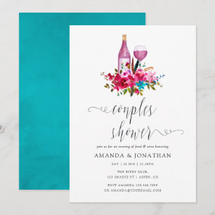 Boho Chic Floral Couples Shower Wine Tasting Kaart