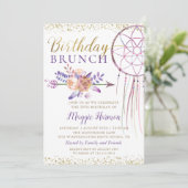 Boho Chic Floral Dreamweaver Birthday Brunch Kaart (Staand voorkant)