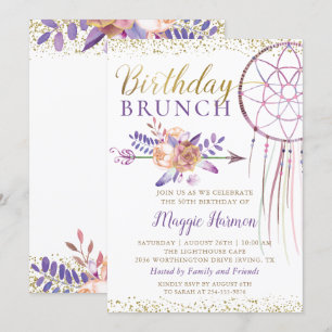 Boho Chic Floral Dreamweaver Birthday Brunch Kaart