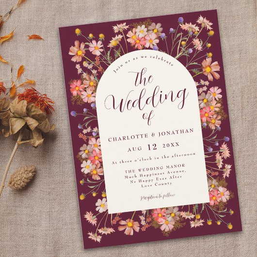 Boho Chic Floral Fall Wedding Kaart
