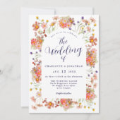 Boho Chic Floral Fall Wedding Kaart (Voorkant)
