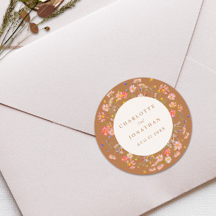 Boho Chic Floral Fall Wedding Ronde Sticker