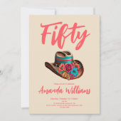 Boho Chic Floral Fiftieth Birthday Kaart (Voorkant)