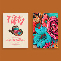 Boho Chic Floral Fiftieth Birthday