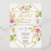 Boho-Chic Floral Geometric Vrijgezellenfeest - Gol Folie Uitnodiging (Voorkant)