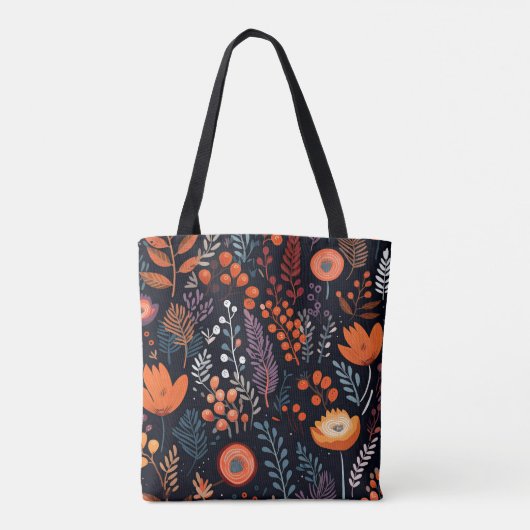 Boho Chic Floral Herfst Pattern Tote Bag (Achterkant)