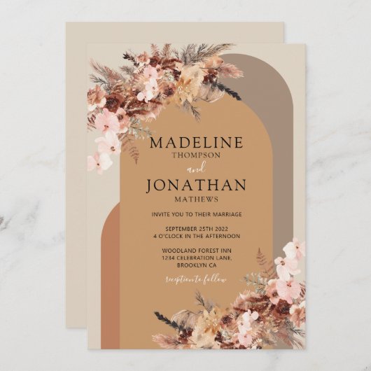 Boho Chic Floral Hydrangea Waterverf bruiloft Kaart (Voorkant / Achterkant)