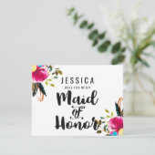 Boho Chic Floral, je wordt mijn bruidsmeisje Kaart (Staand voorkant)
