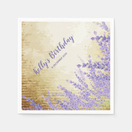 Boho chic floral, lavender, Cocktail Paper Napkins Servet (Voorkant)