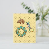 Boho Chic Floral Lizard Beer Southwestern Briefkaart (Staand voorkant)