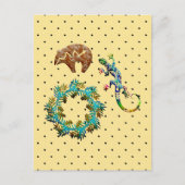 Boho Chic Floral Lizard Beer Southwestern Briefkaart (Voorkant)