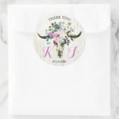 Boho Chic Floral Longhorn Skull Bruiloft Label (Tas)