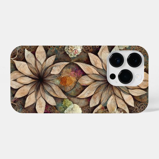 Boho chic floral mandala iphone case iPhone hoesje (Achterkant horizontaal)