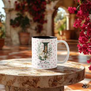 Boho Chic Floral Monogram Mok - Julia