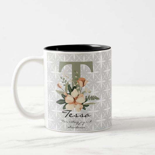 Boho Chic Floral Monogram Mok - Tessa (Links)