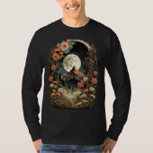 Boho Chic Floral Moon Mountain Forest Nature Retro T-shirt (Voorkant)