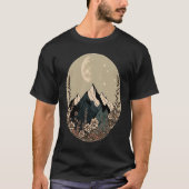 Boho Chic Floral Moon Mountain T-shirt (Voorkant)