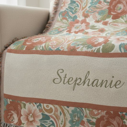 Boho Chic Floral Paisley Pattern Throw Blanket Deken