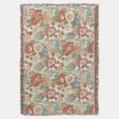 Boho Chic Floral Paisley Pattern Throw Blanket Deken (Voorkant Verticaal)